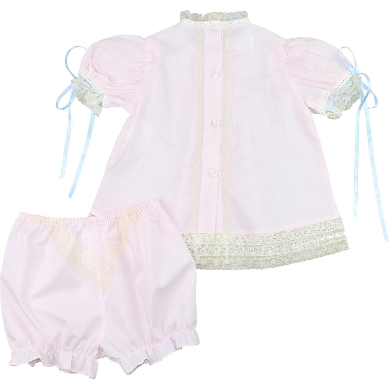Pink And Blue Satin Vintage Lace Bloomer Set  Smocked Threads