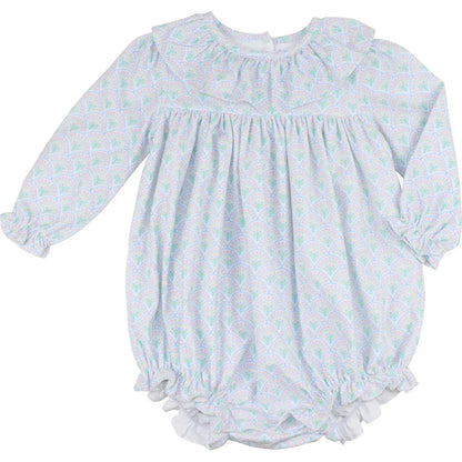Pink and Green Floral Corduroy Bubble