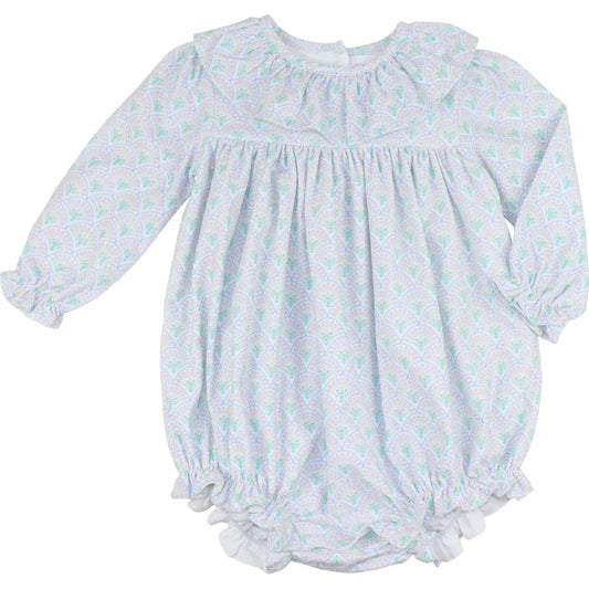 Pink and Green Floral Corduroy Bubble