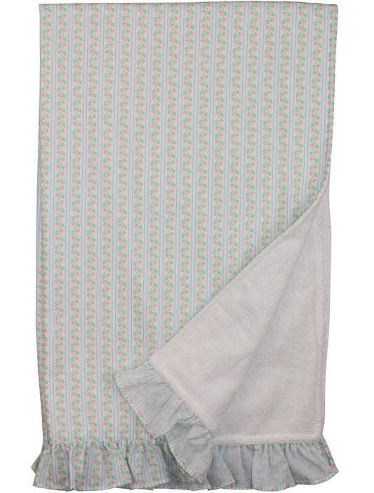 Pink And Green Vintage Floral Beach Towel Smocked Threads