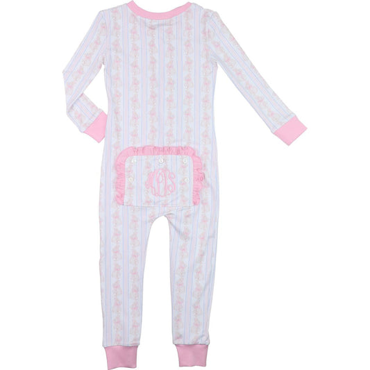 Pink Bunny And Bow Knit Zipper Pajamas  Monogram