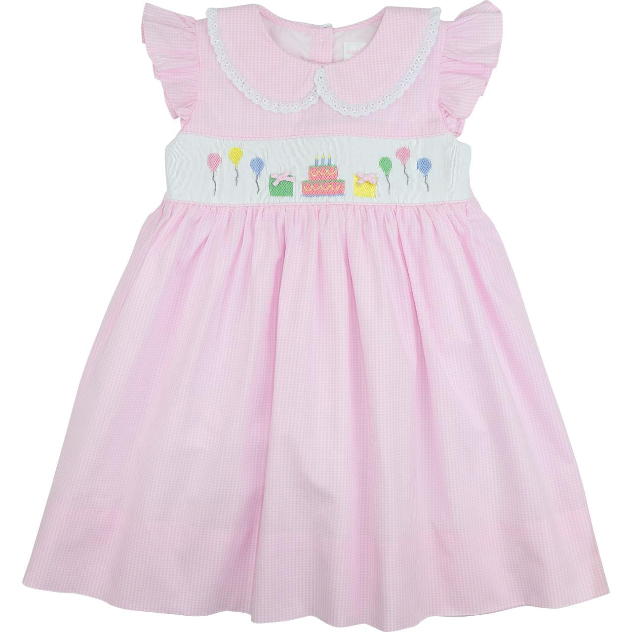Pink Gingham Birthday Smocked Dress