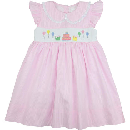 Pink Gingham Birthday Smocked Dress