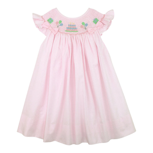 Pink Gingham Smocked Birthday Dress