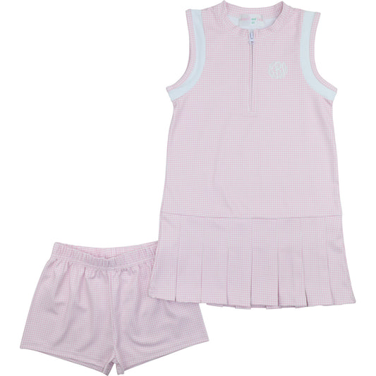 pink gingham tennis skirt with shorts