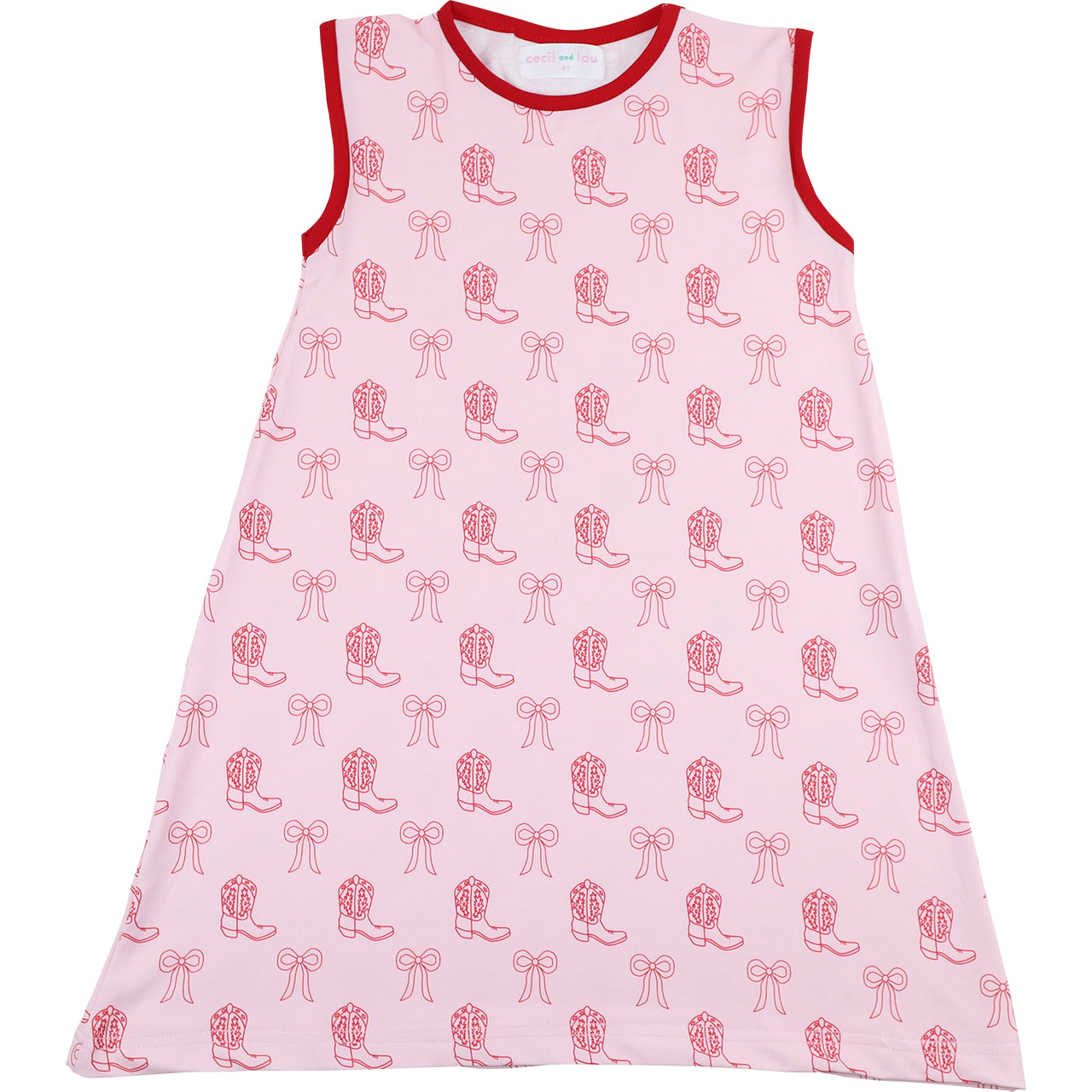pink knit dress with cowboy boots and bows
