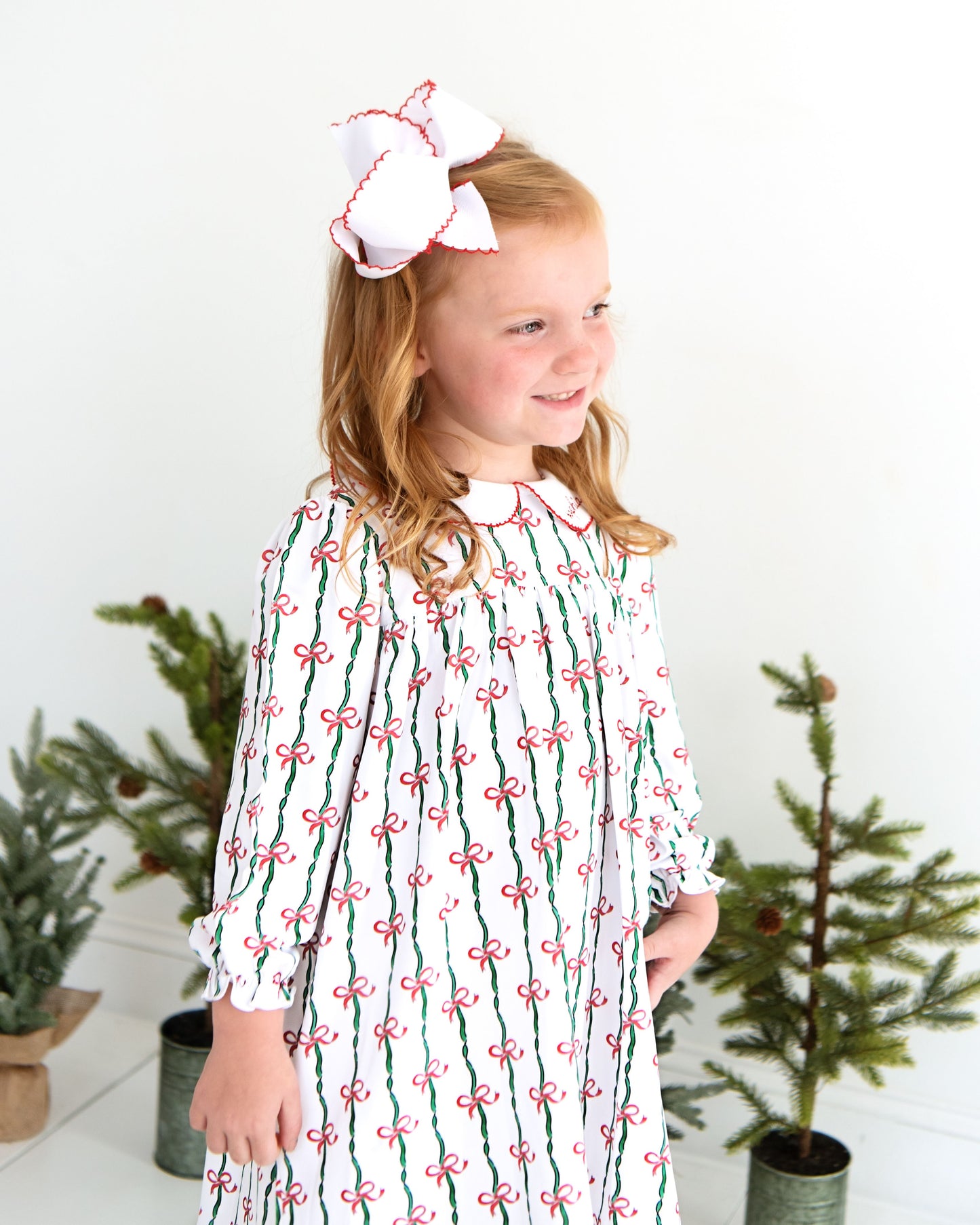 Red And Green Knit Ribbon And Bow Dress