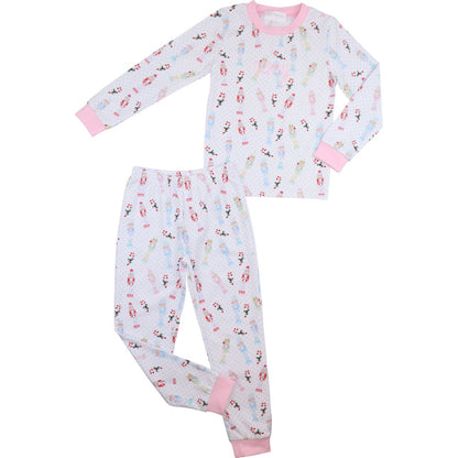 Pink Knit Nutcracker And Candy Cane Pajamas