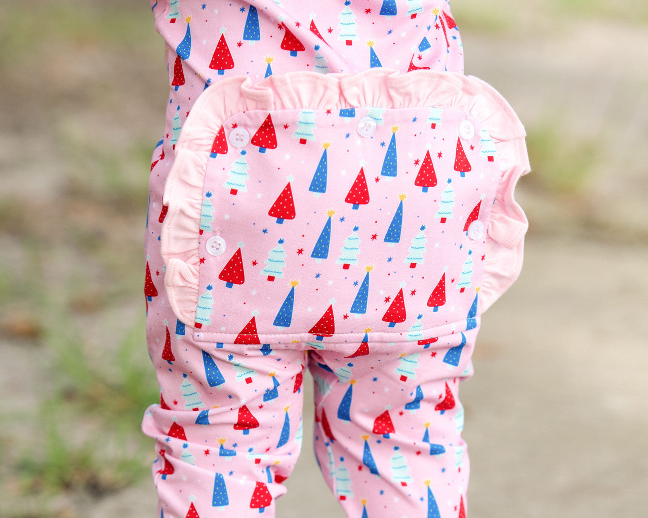Pink And Red Knit Christmas Tree Zipper Pajamas