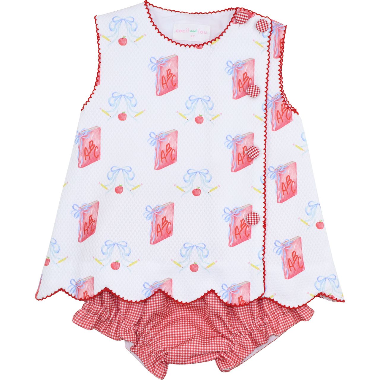 Red And White Honeycomb Back To School Diaper Set