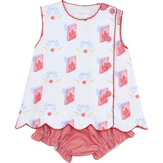 Red And White Honeycomb Back To School Diaper Set
