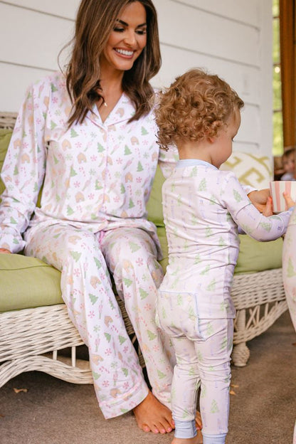 Green And Blue Knit Nutcracker And Christmas Tree Zipper Pajamas