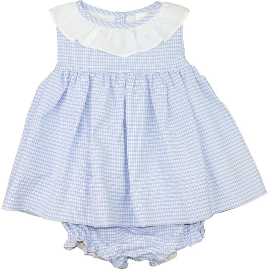 Blue Gingham Seersucker Diaper Set