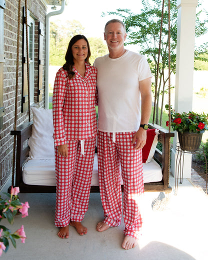 Women's Red Check Christmas Tree Pajamas