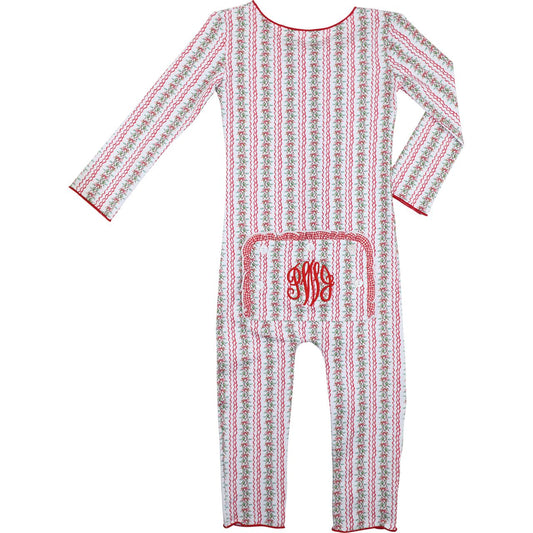 Red And Green Knit Holiday Garland Zipper Pajamas
