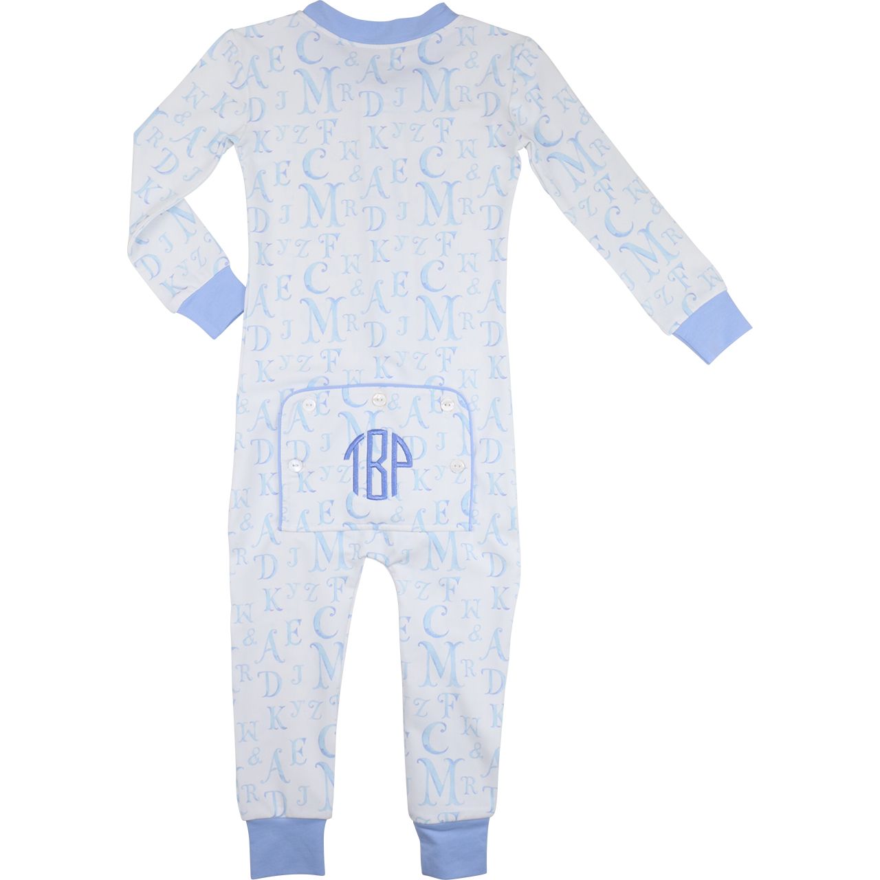 Blue Alphabet Knit Zipper Pajamas