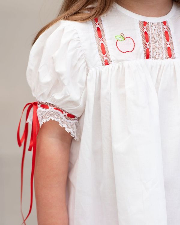 White And Red Apple Heirloom Dress