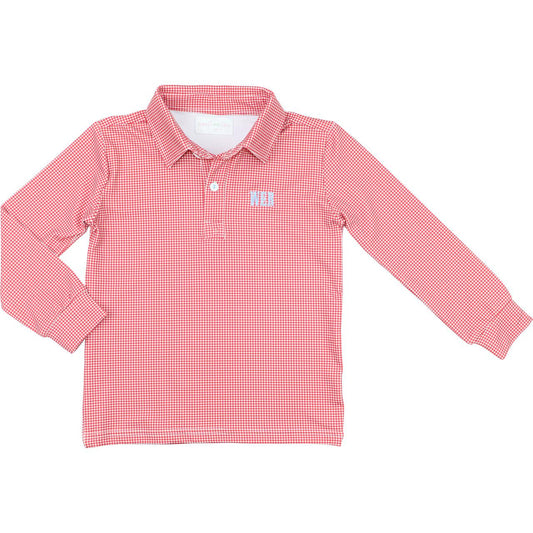 Red Gingham Knit Polo  Eliza James Kids