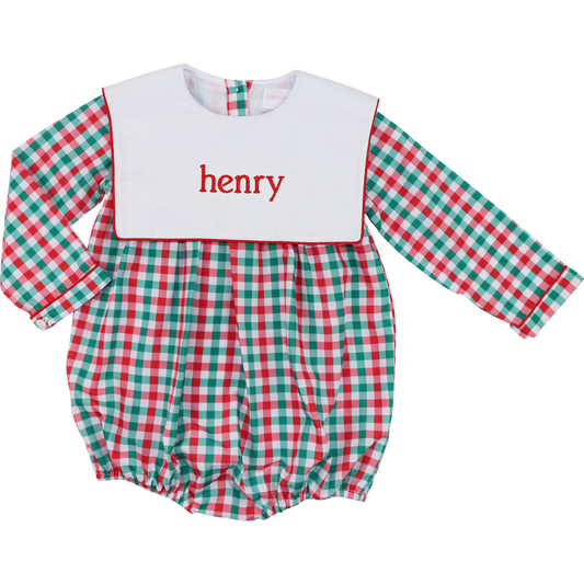 Red And Green Check Square Collar Bubble