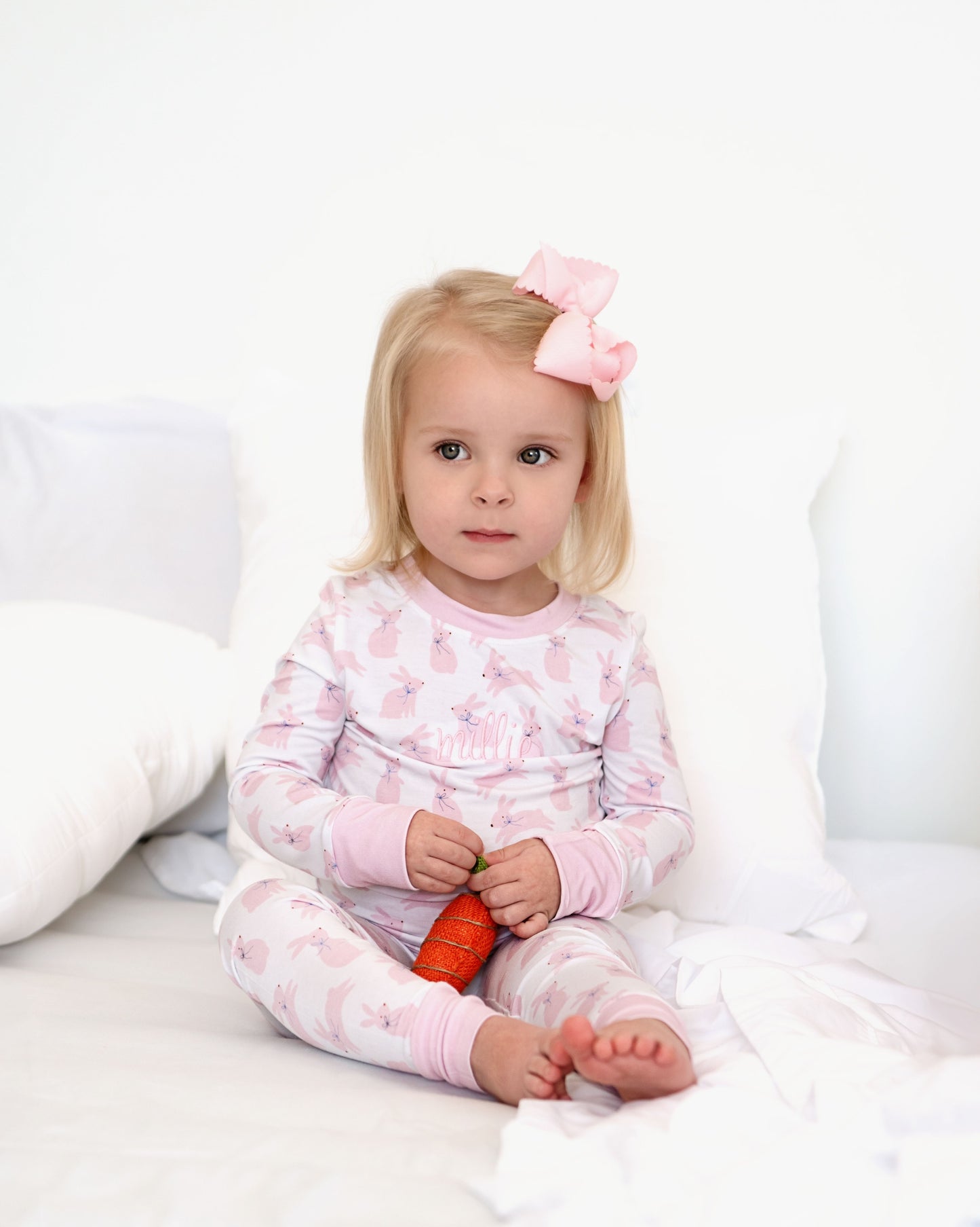 Pink Bunnies Bamboo Knit Pajamas