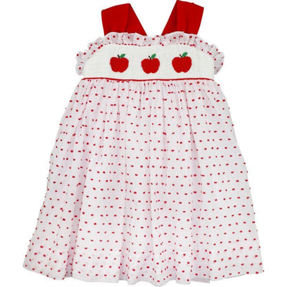 Red Swiss Dot Smocked Apple Dress