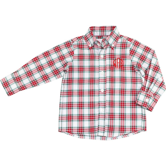 Red And Green Plaid Button Down Shirt