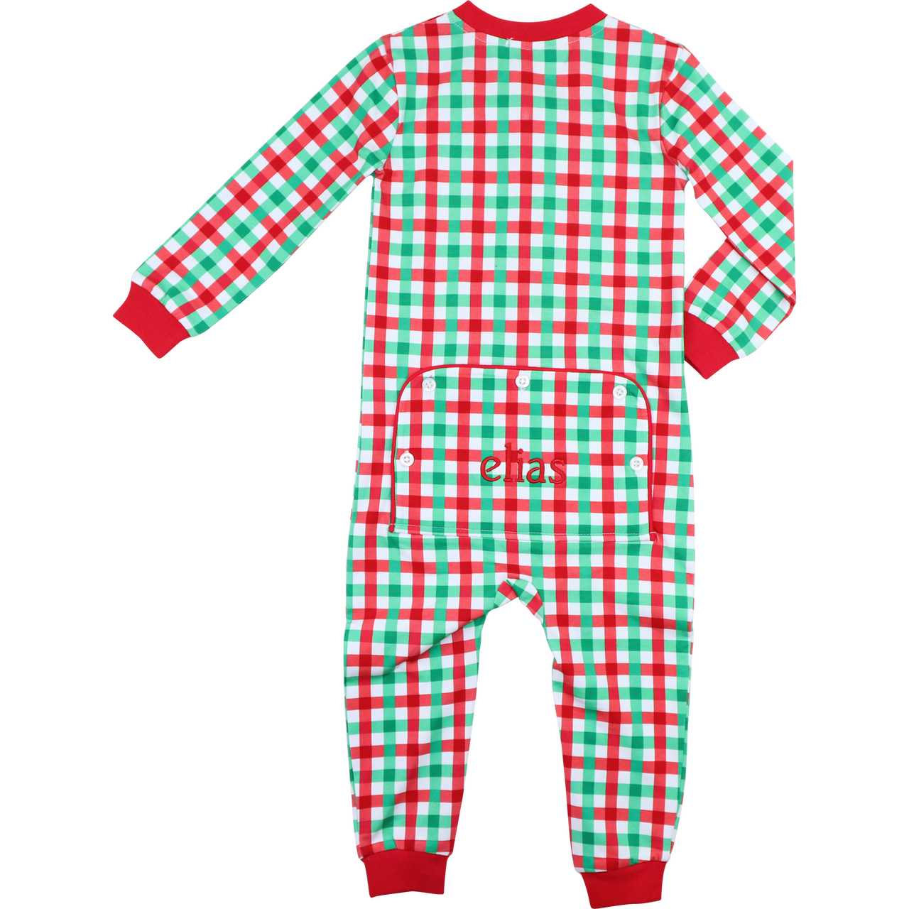 Green And Red Check Knit Zipper Pajamas