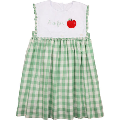 Green Check "A Is For Apple" Dress