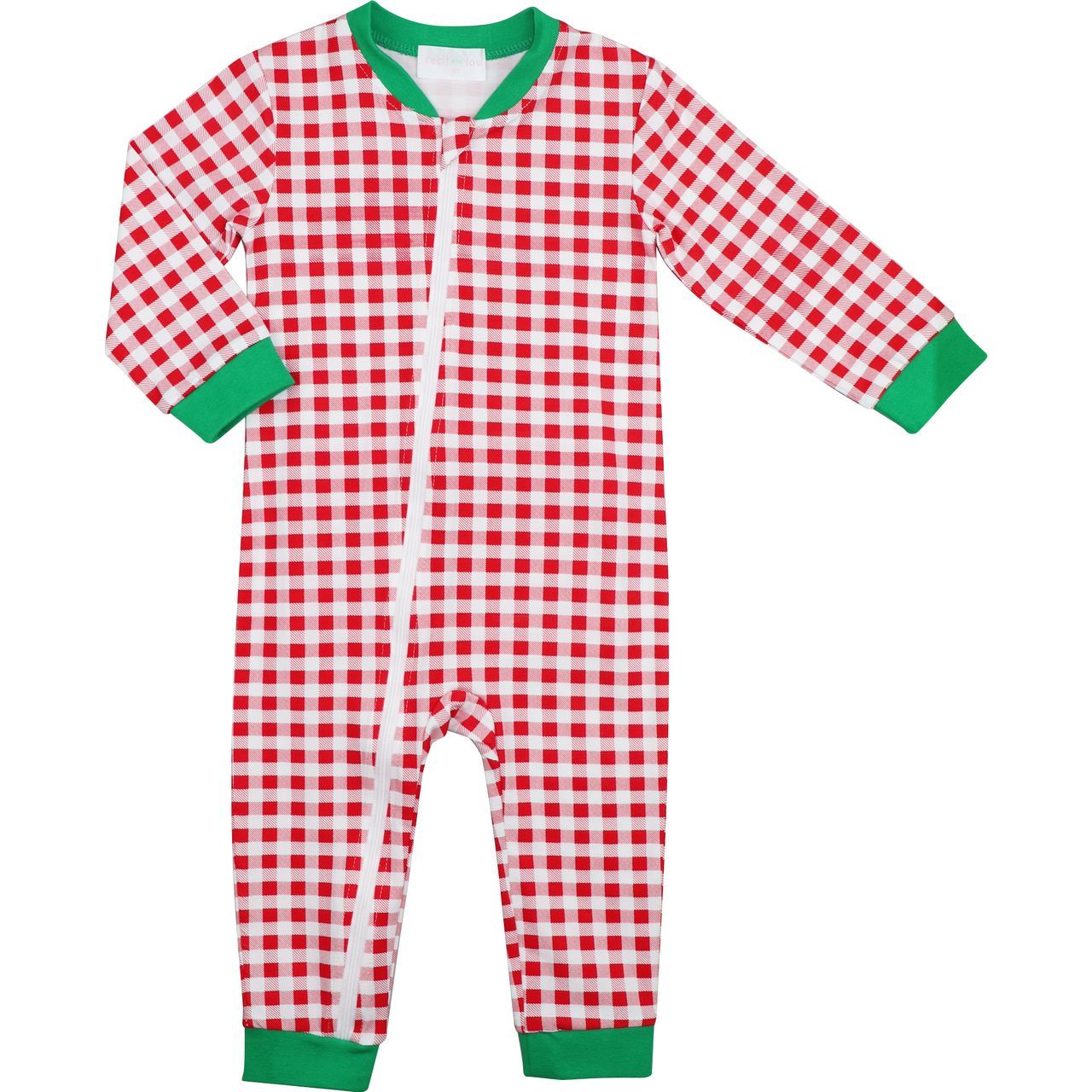 Red And Green Check Knit Zipper Pajamas