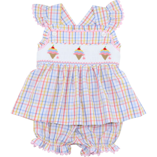 Smocked Ice Cream Diaper Set