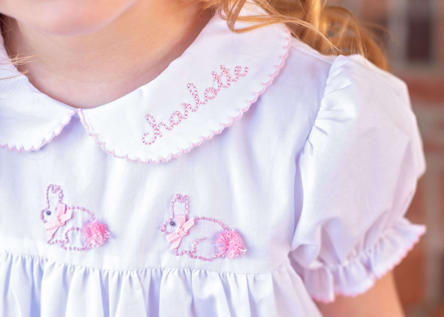 Shadow Embroidered Bunny Diaper Set