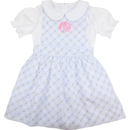 Blue Pencil And Bow Dress Set