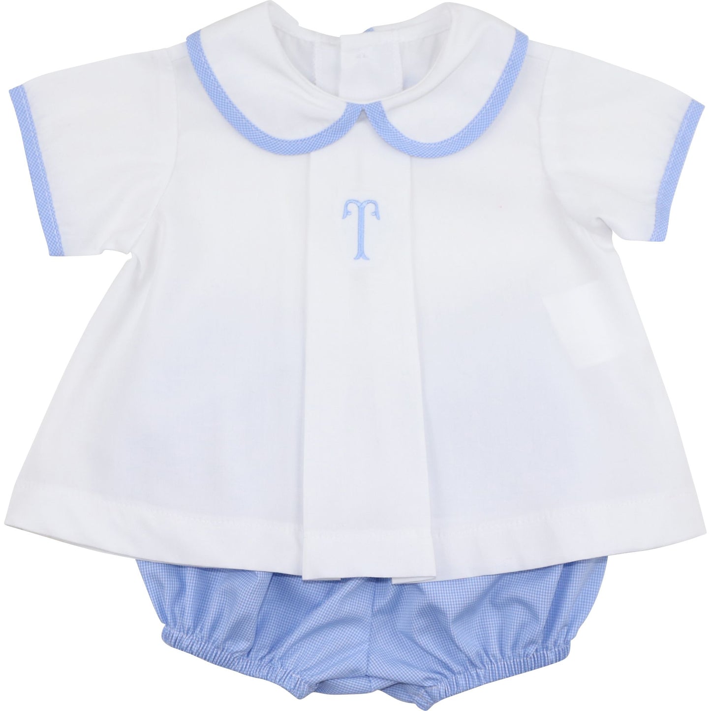 Blue And White Gingham Diaper Set