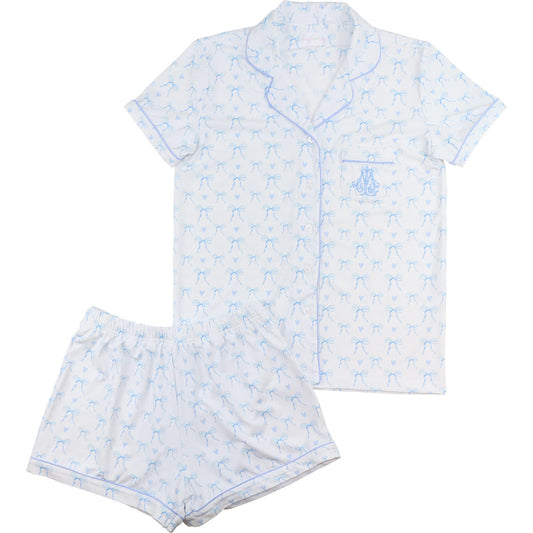 Heart And Bow Knit Pajama Set