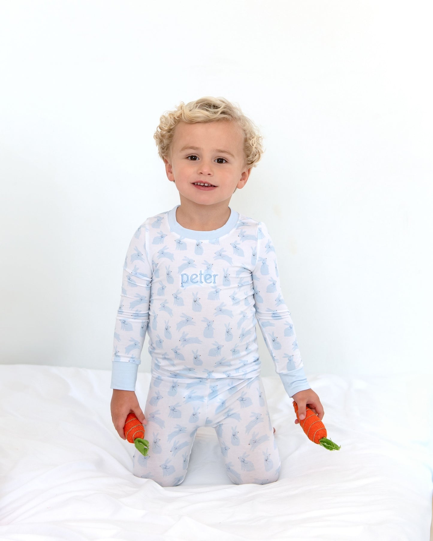 Blue Bunnies Bamboo Knit Pajamas
