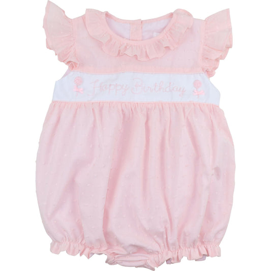 Pink Swiss Dot Happy Birthday Bubble