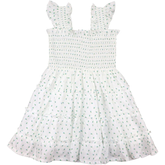 Blue Rosebud Smocked Dress