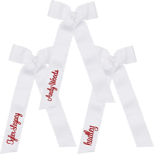 White Monogrammed Streamer Bow