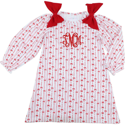 Red Knit Candy Cane Bow Dress