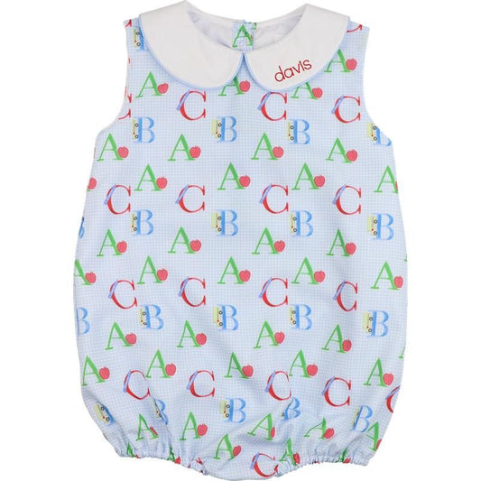 Blue Gingham Alphabet Bubble