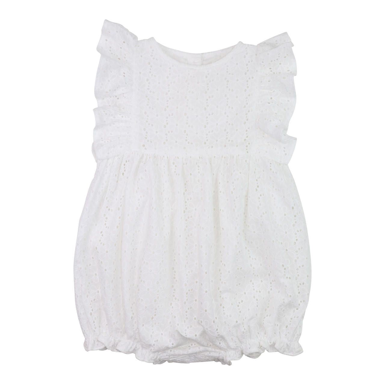 White Ruffle Eyelet Bubble