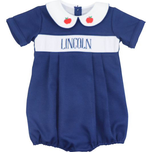 Navy Honeycomb Custom Smocked Back To School Bubble