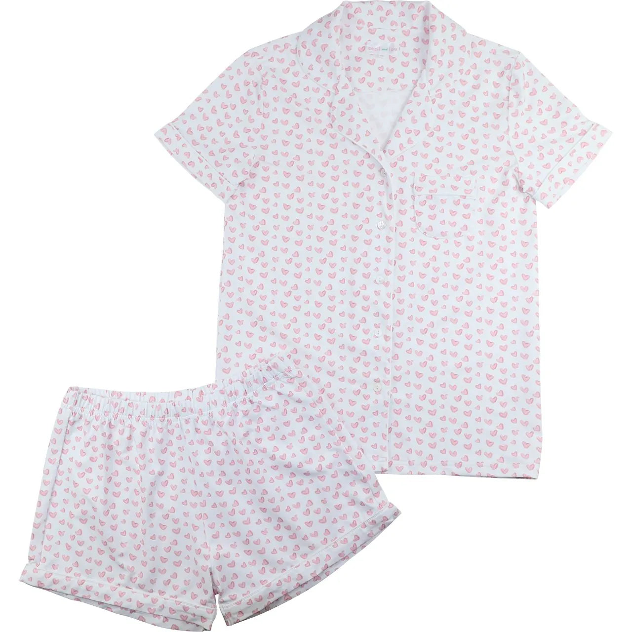 Women's Pink Heart Knit Pajama Set