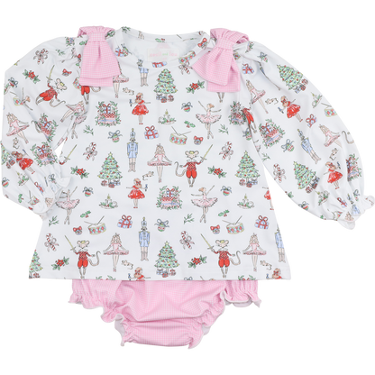 Nutcracker Ballet Knit Bow Diaper Set
