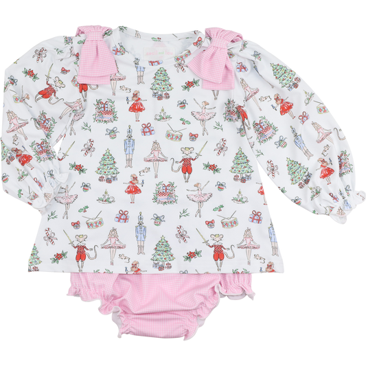 Nutcracker Ballet Knit Bow Diaper Set