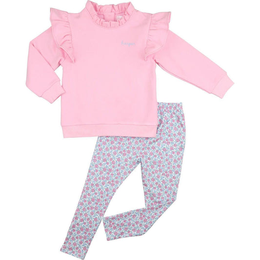 Pink And Blue Floral Legging Set