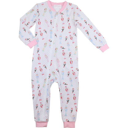 Pink Knit Nutcracker And Candy Cane Zipper Pajamas