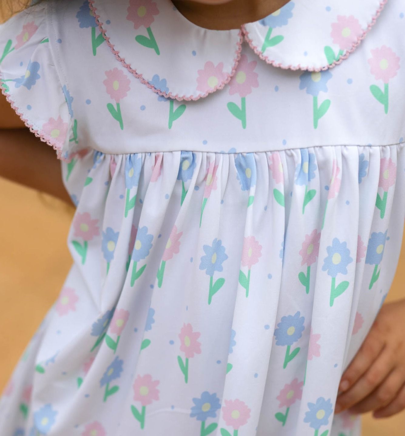 Pink And Blue Floral Knit Short Set