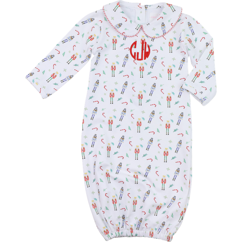 Nutcracker And Candy Cane Knit Baby Gown