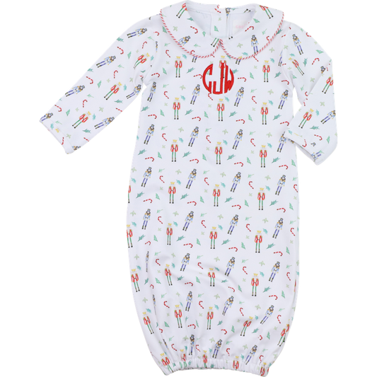 Nutcracker And Candy Cane Knit Baby Gown